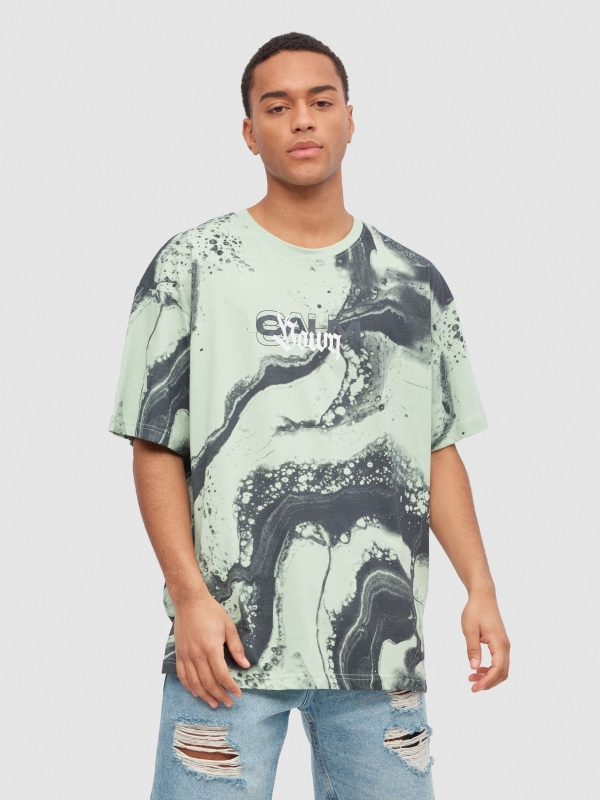 T-shirt liquid stains mint middle front view