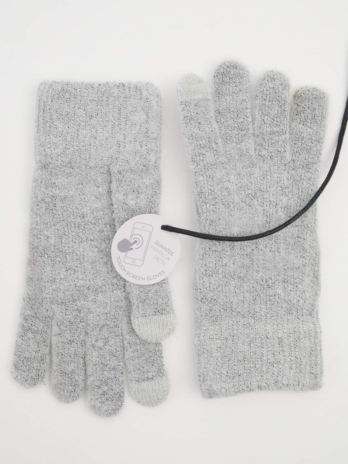 Tactile glossy gloves grey aerial view