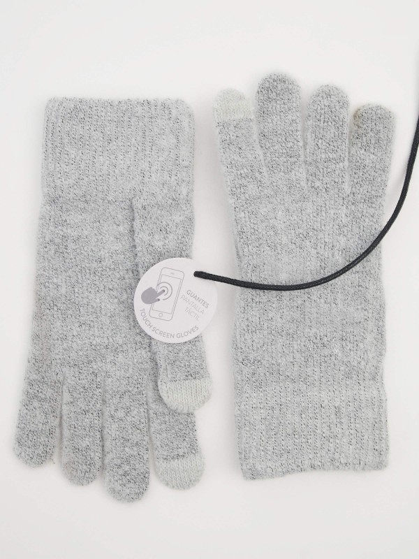 Tactile glossy gloves grey aerial view