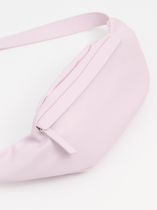 Pink faux leather fanny pack light pink back view