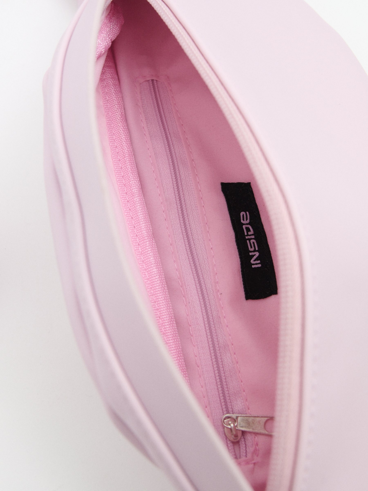 Pink faux leather fanny pack light pink detail view