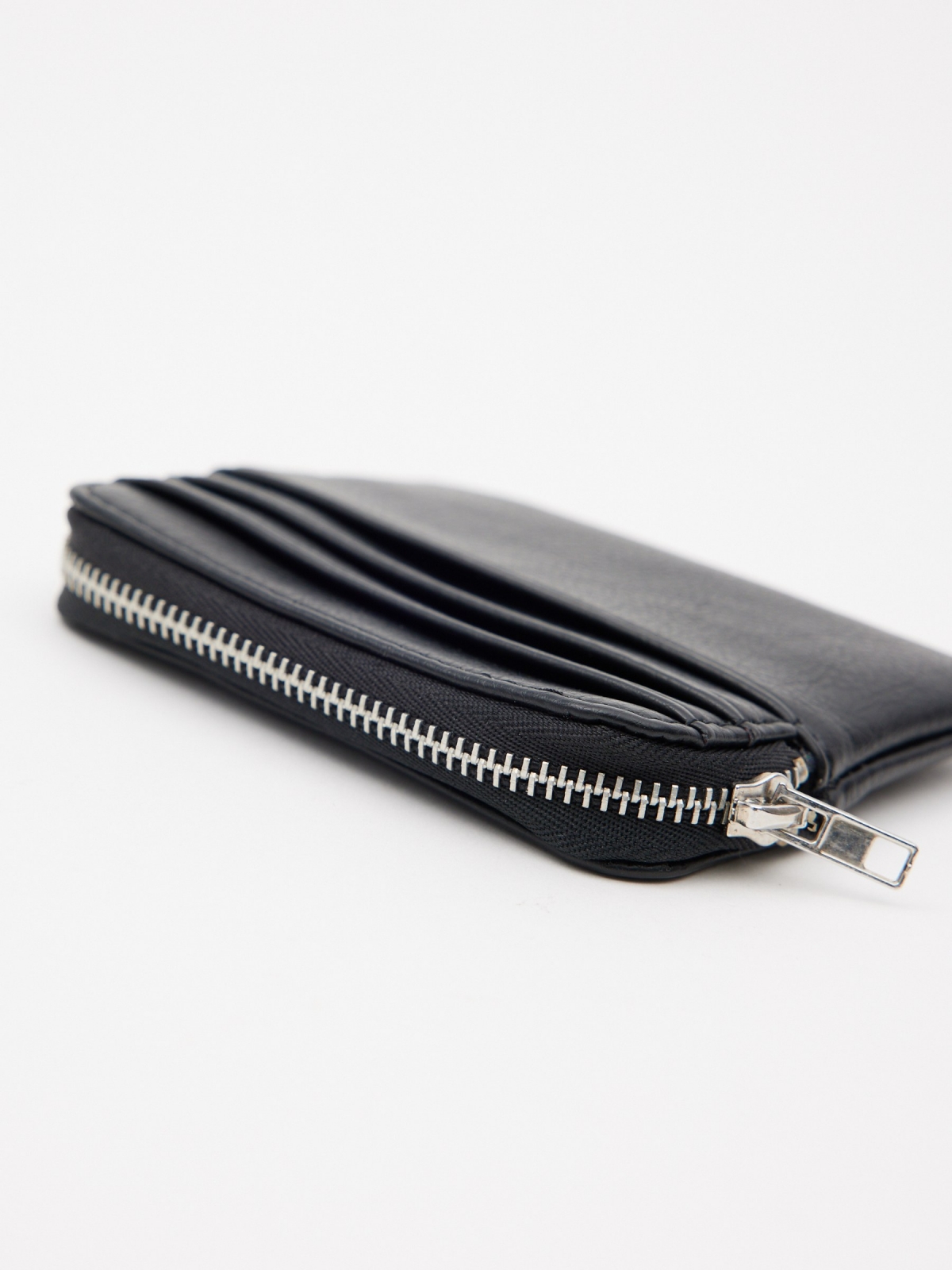 Black leather effect purse black interior view