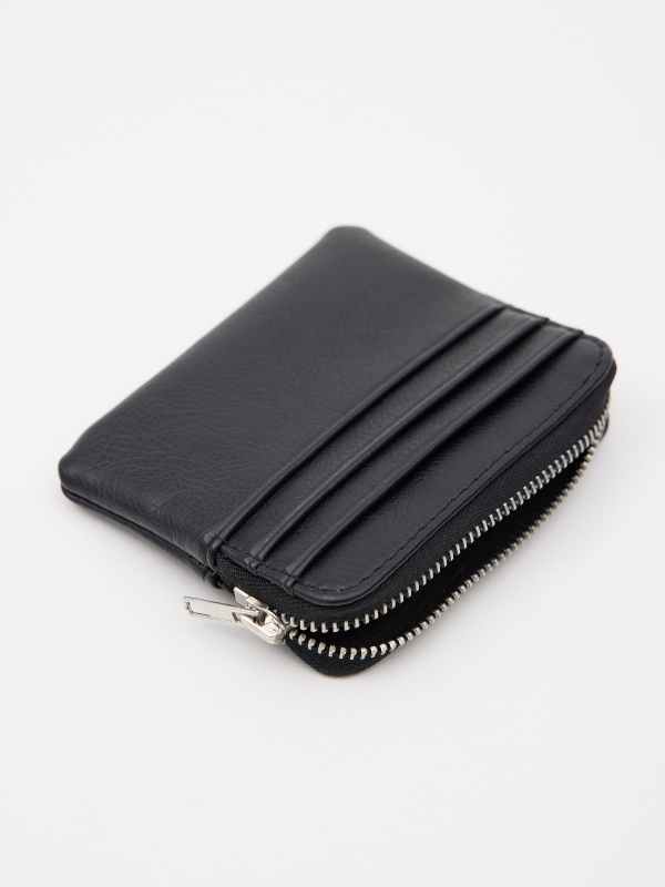 Black leather effect purse black detail view