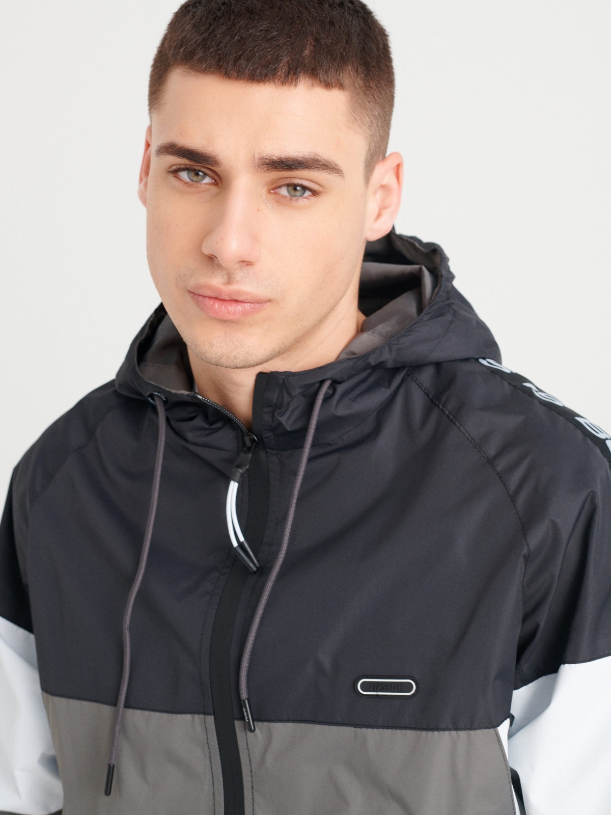 Combined text jacket black detail view