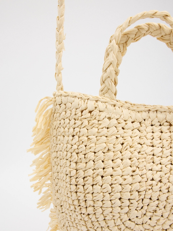 Frayed tote bag sand 45º side view