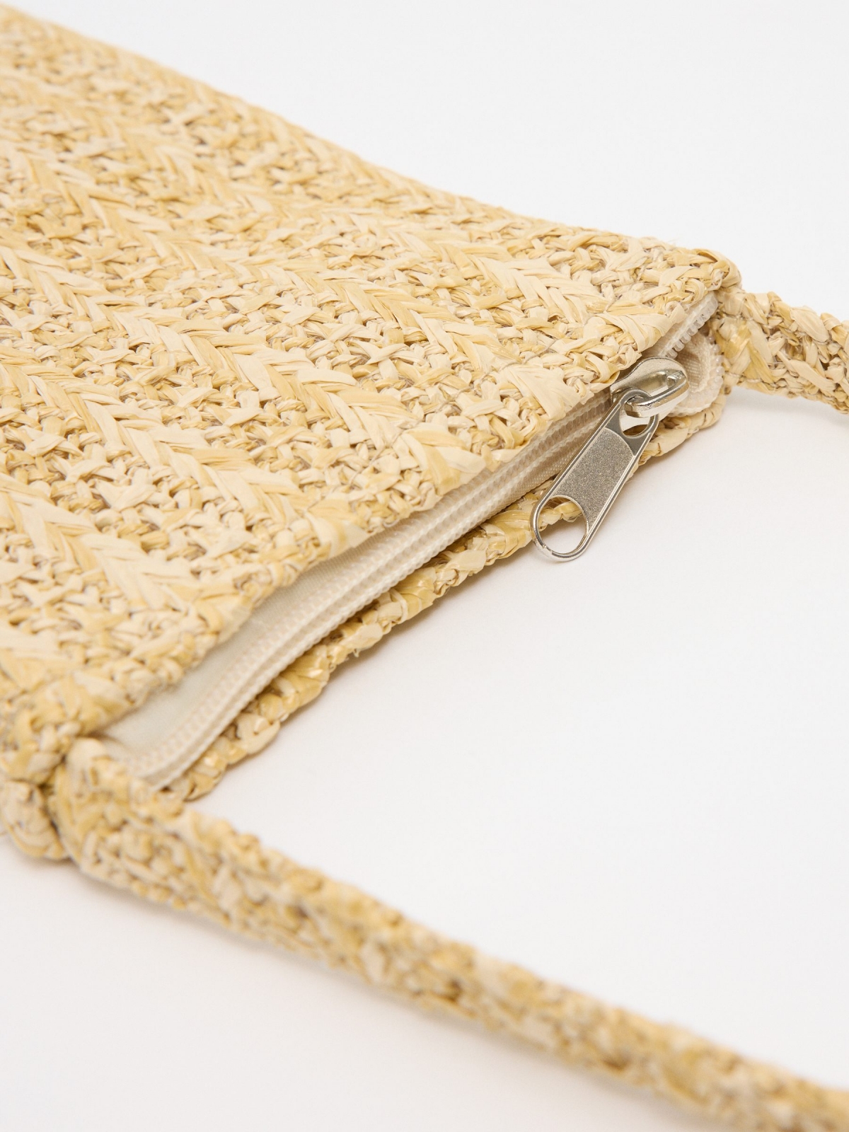 Raffia smartphone bag beige detail view