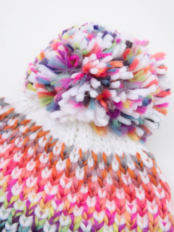 Multicolored knit hat multicolor detail view