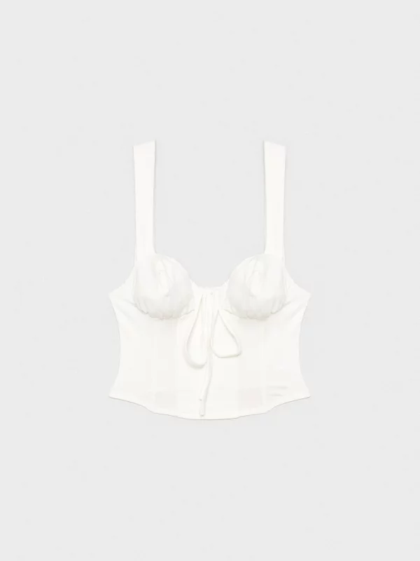  Crop top de alças largas off white