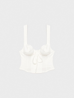 %Pto% Crop top corsé tirante ancho blanco roto