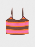 %Pto% Crop top às riscas magenta