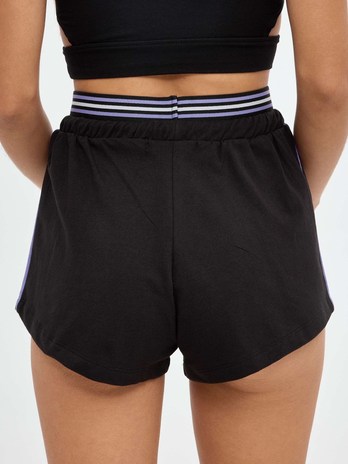 Contrast rubber shorts black detail view