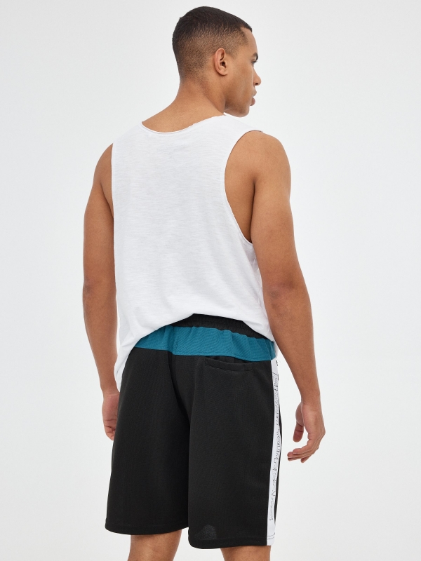 Bermuda shorts side bands black middle back view