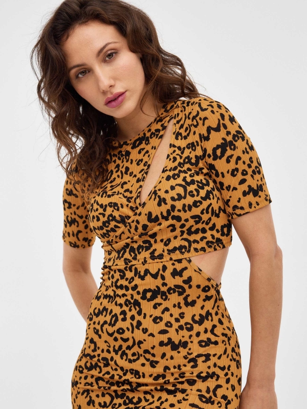 Animal Cut Out Dress multicolor detail view