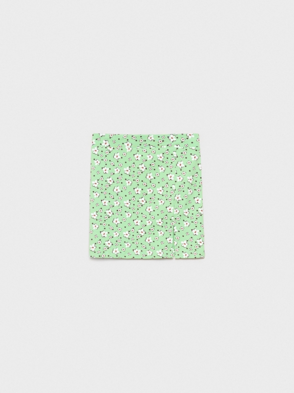  Green flower print mini skirt light green