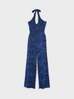 %Pto% Blue animal print jumpsuit electric blue