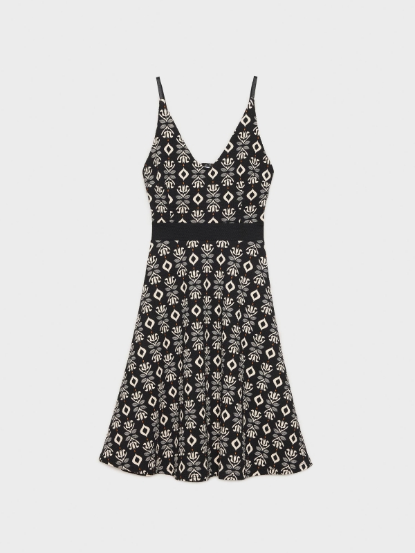  Ethnic print mini dress black