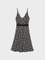 %Pto% Mini-vestido estampado étnico preto