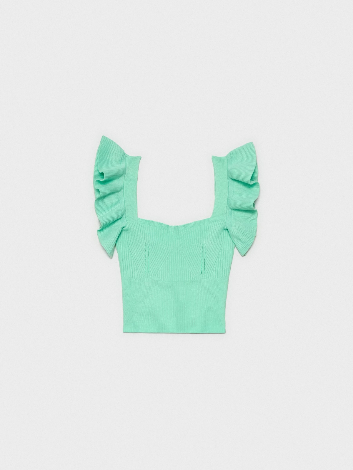  Ruffled knitted top sea green