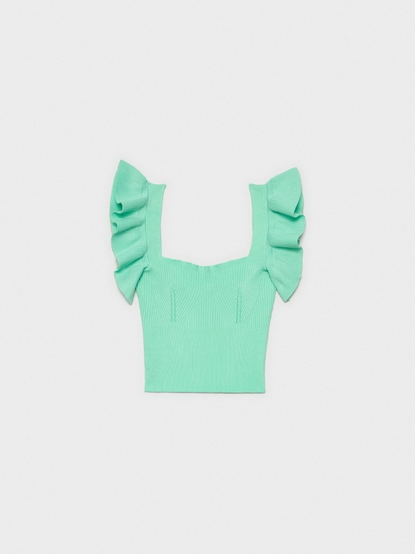  Ruffled knitted top sea green