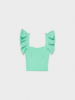 %Pto% Ruffled knitted top sea green