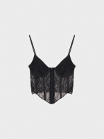 %Pto% Crop top corsé de encaje negro
