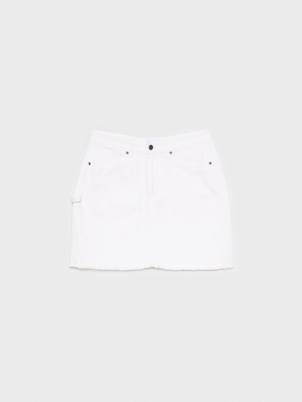  Denim skirt with pleated hem white