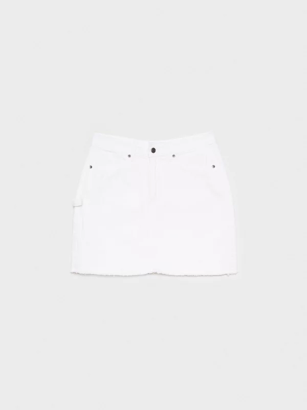  Denim skirt with pleated hem white