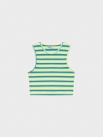 %Pto% Crop top sin magas de rayas verde claro
