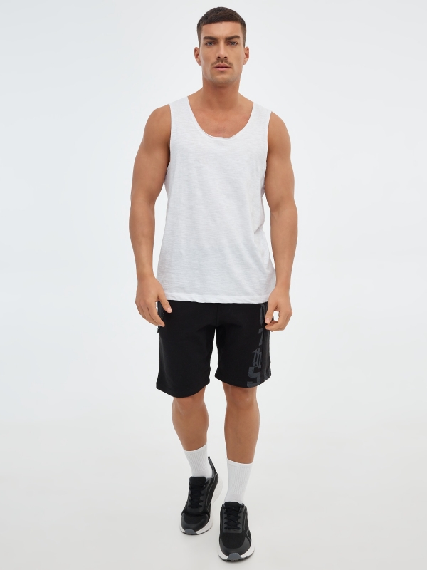 Bermuda jogger shorts with chain black front view