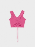 %Pto% Top fucsia satinado fruncido magenta