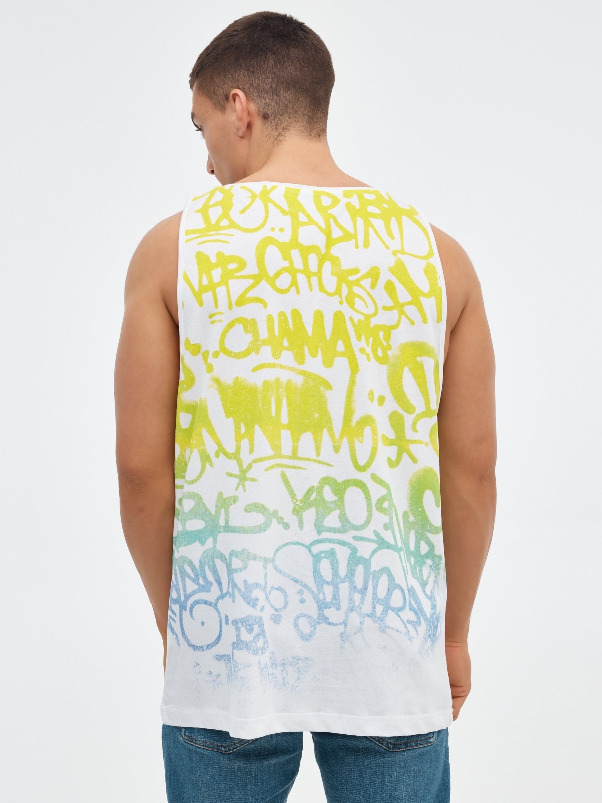 Graffiti tank top white middle back view