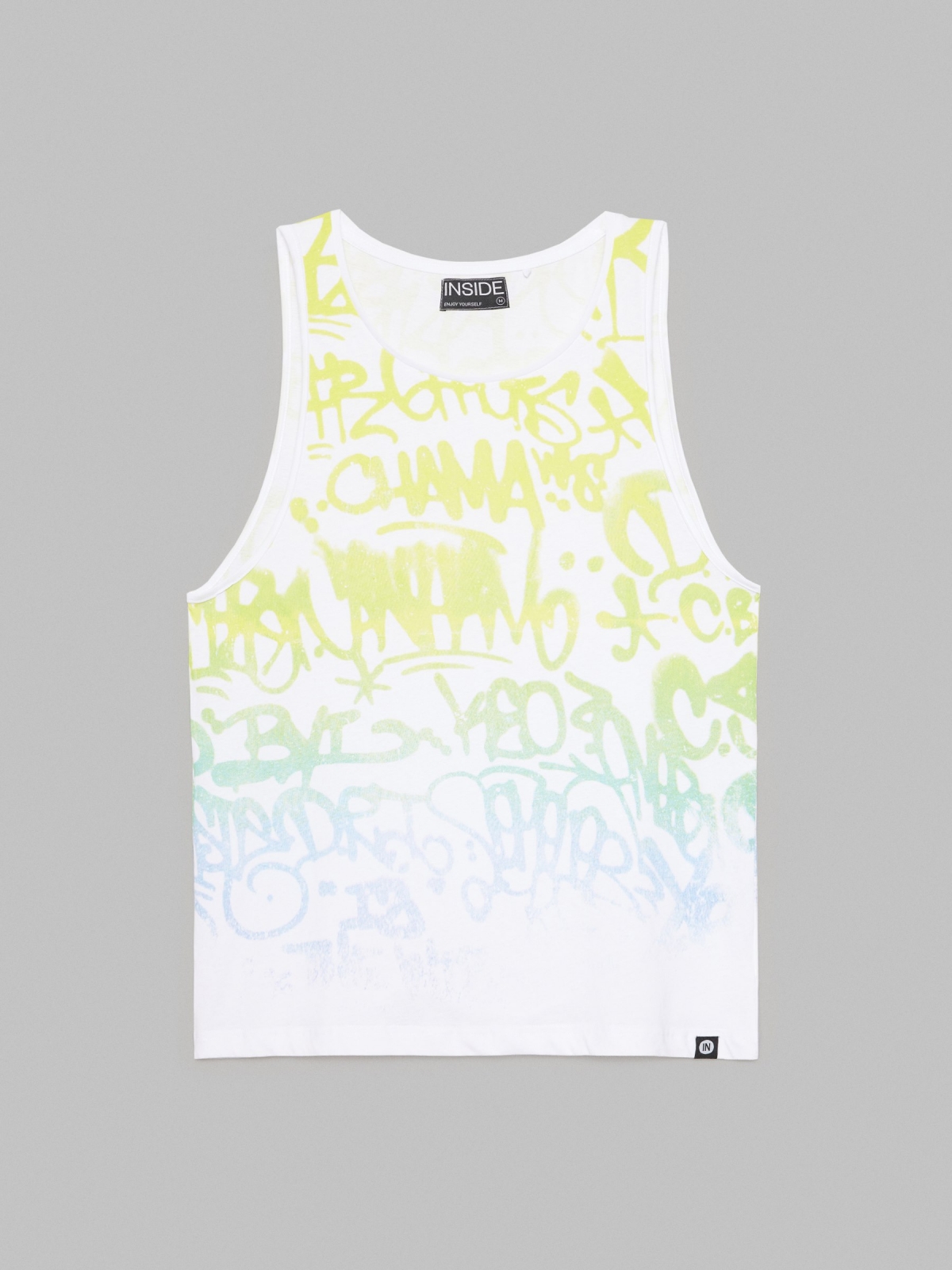  Camiseta de tirantes graffiti blanco