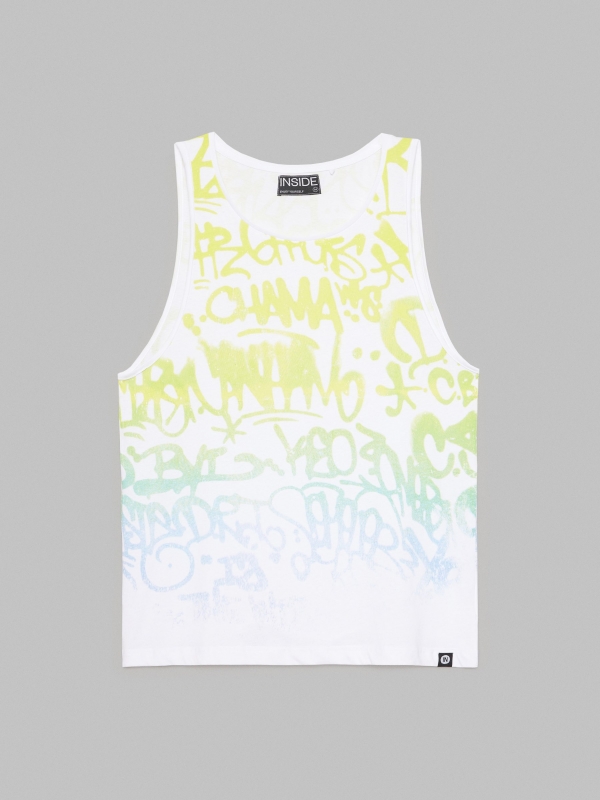  Camiseta de tirantes graffiti blanco