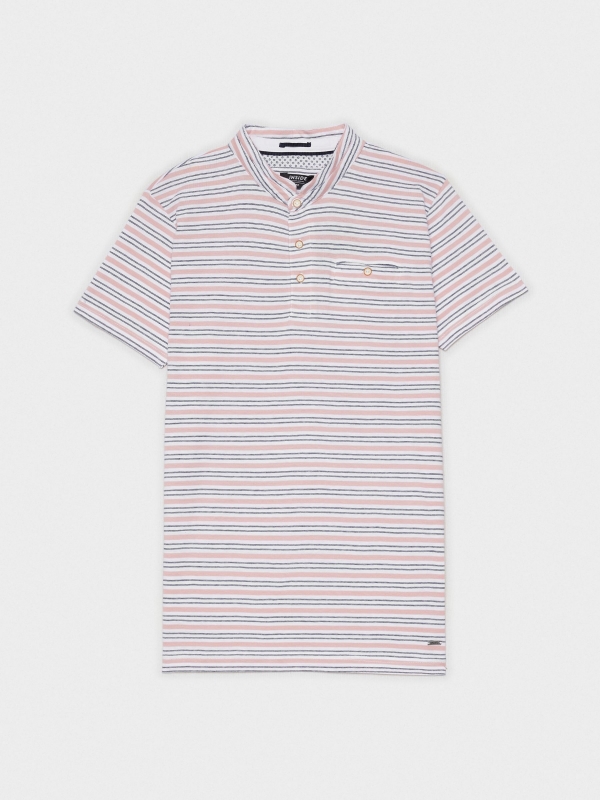  Polo shirt with mao collar stripes multicolor