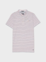 %Pto% Camisa pólo com riscas de colarinho de mao multicolorido