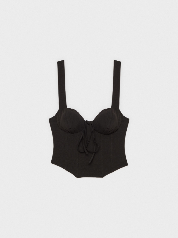  Crop top corset wide straps black