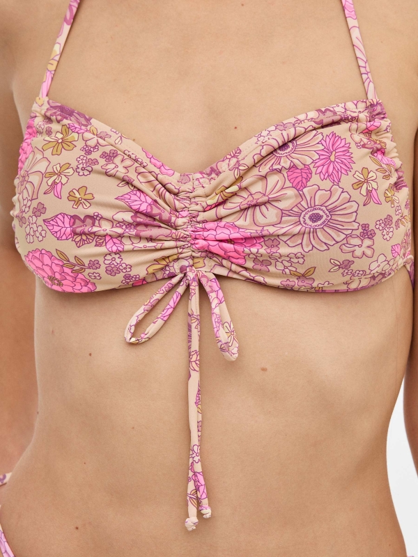 Parte superior do bikini com correias multi-posições multicolorido vista detalhe