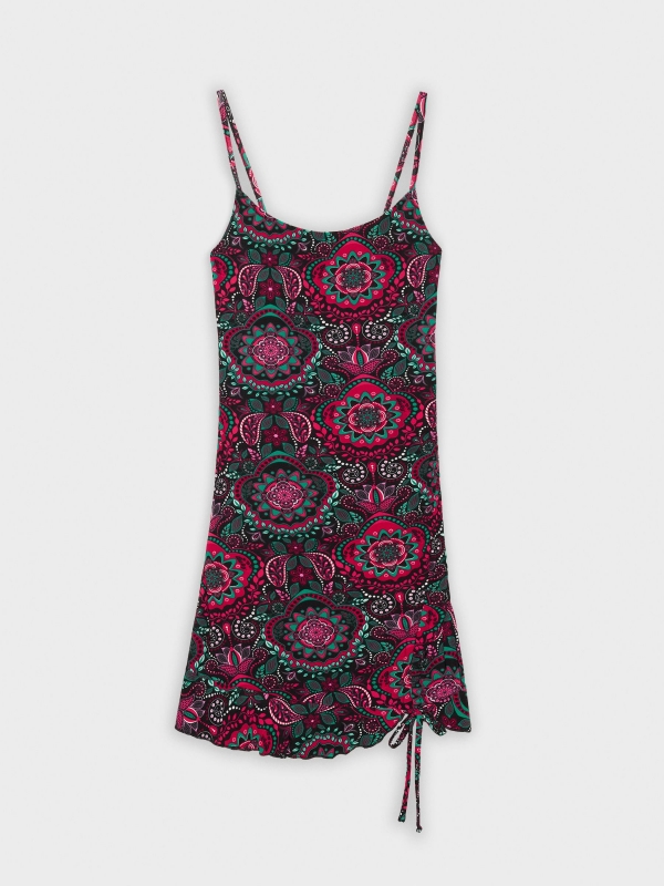  Vestido mini tirantes print negro