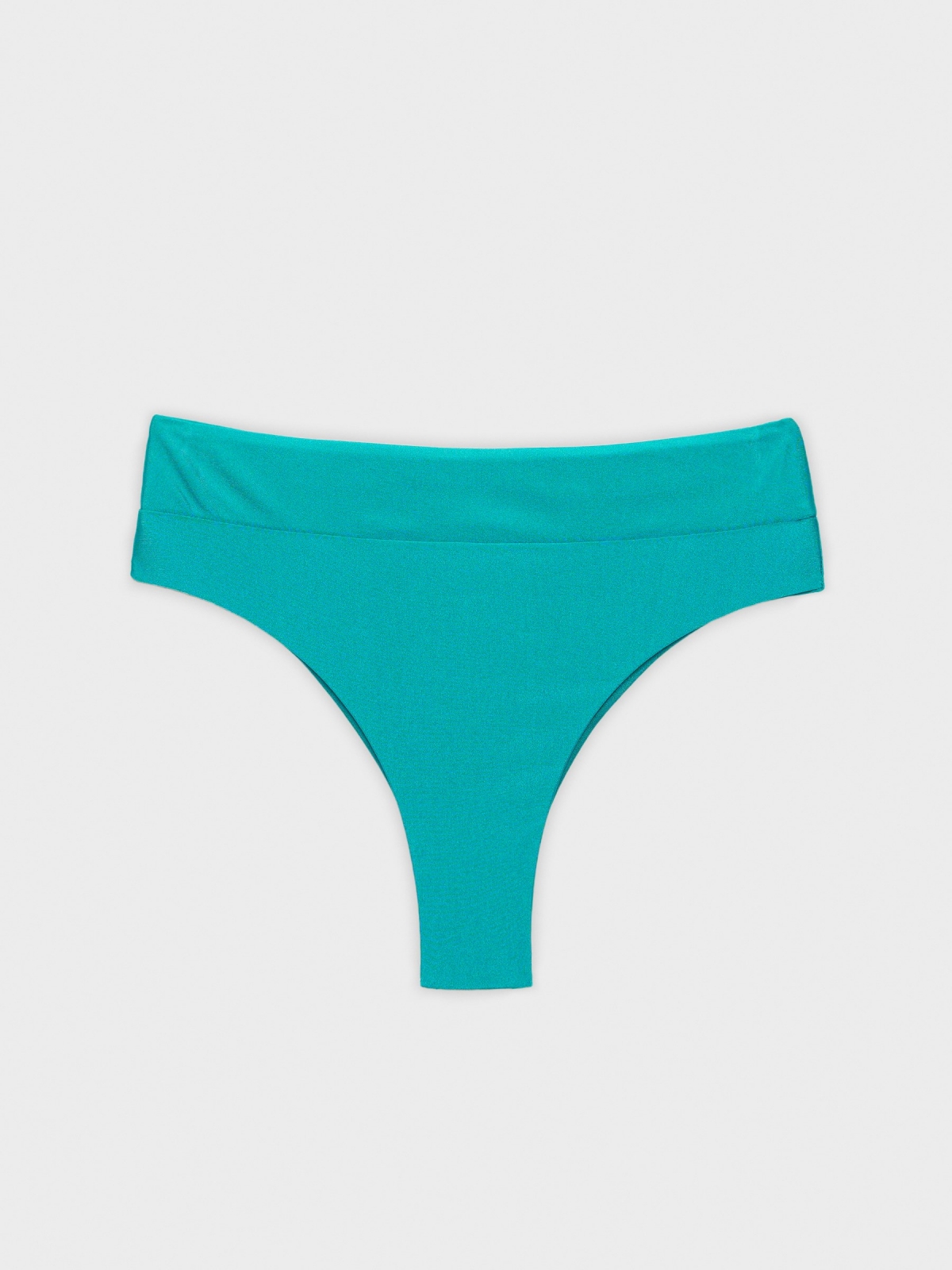 Metallized brazilian bikini bottom green front detail view