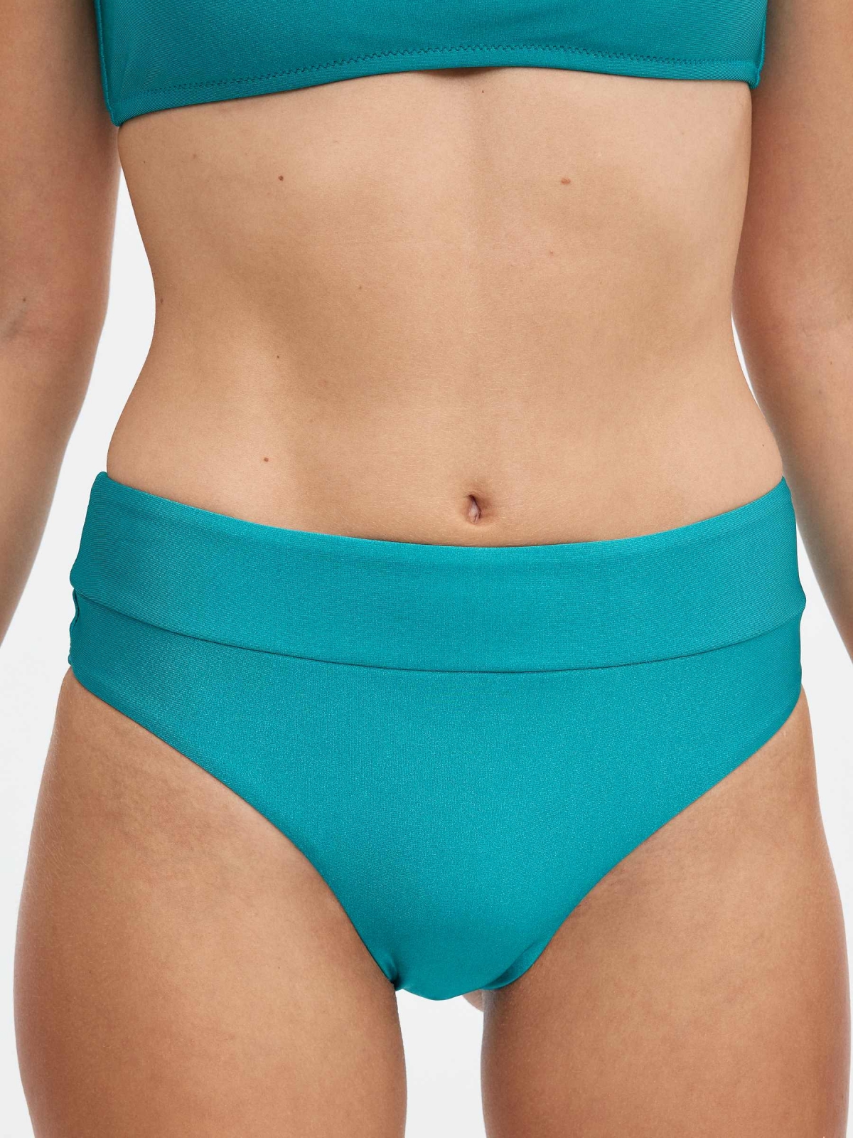 Metallized brazilian bikini bottom green back detail view