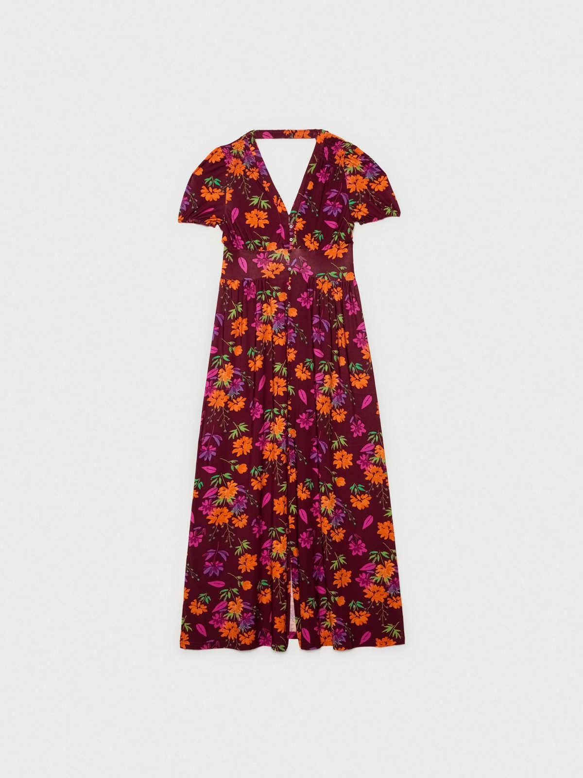  Flower print maxi dress aubergine