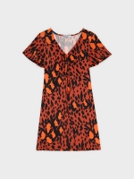 %Pto% Vestido mini estampado frunce teja
