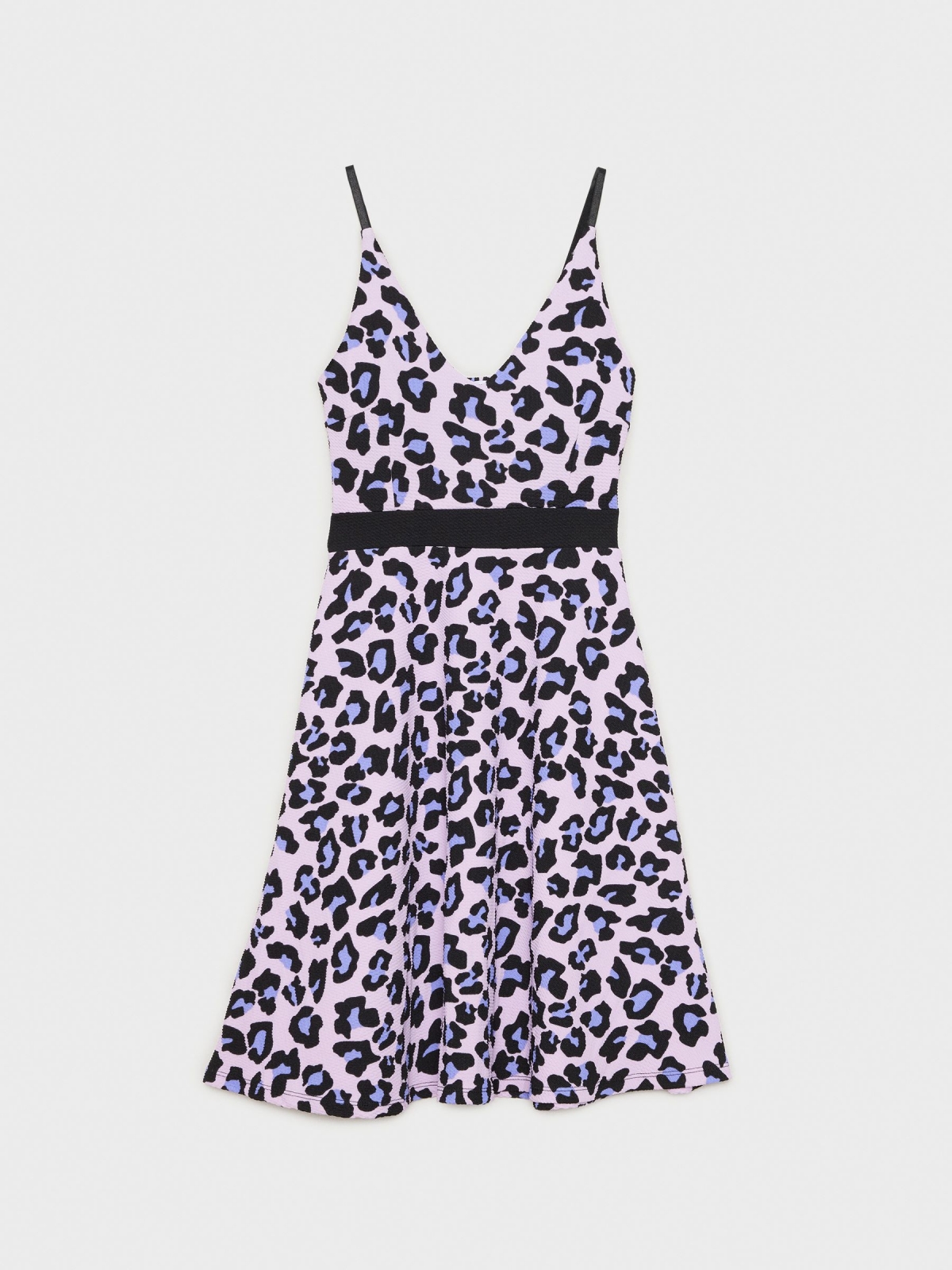  Vestido mini animal print malva