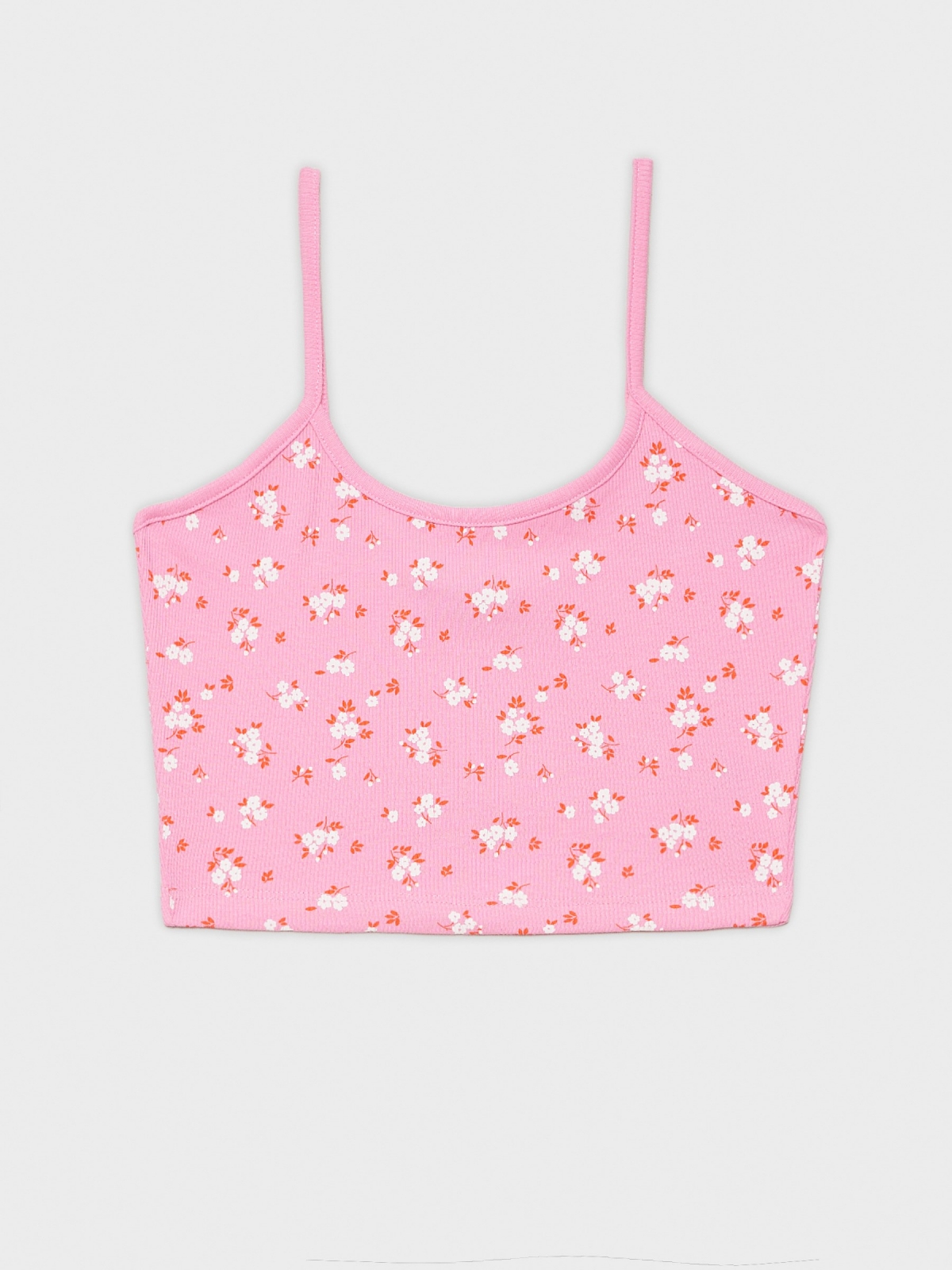  Crop top mini flores rosa chicle