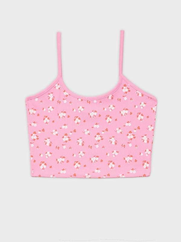  Crop top mini flores rosa chicle