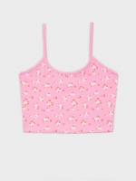 %Pto% Crop top mini flores rosa chicle