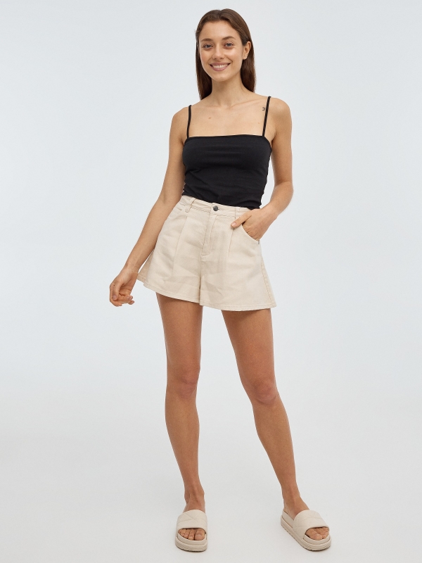 Crop top basic straps black front view