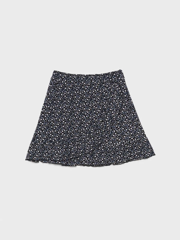  Falda floral cruzada volante negro