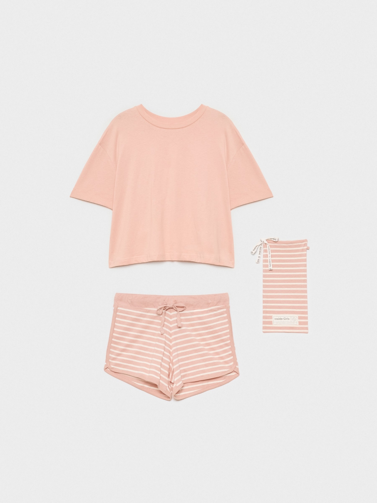 Conjunto de pyjama listrado rosa nude