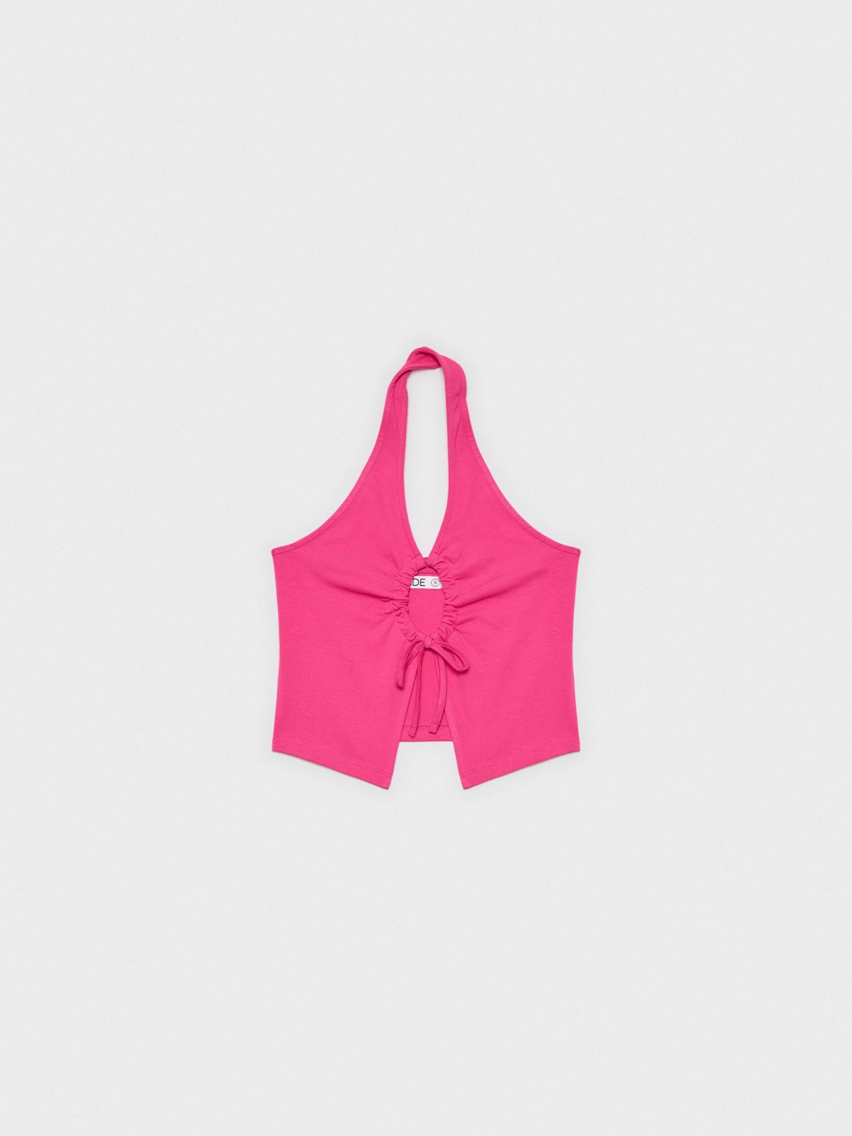  Top cut out anudado magenta